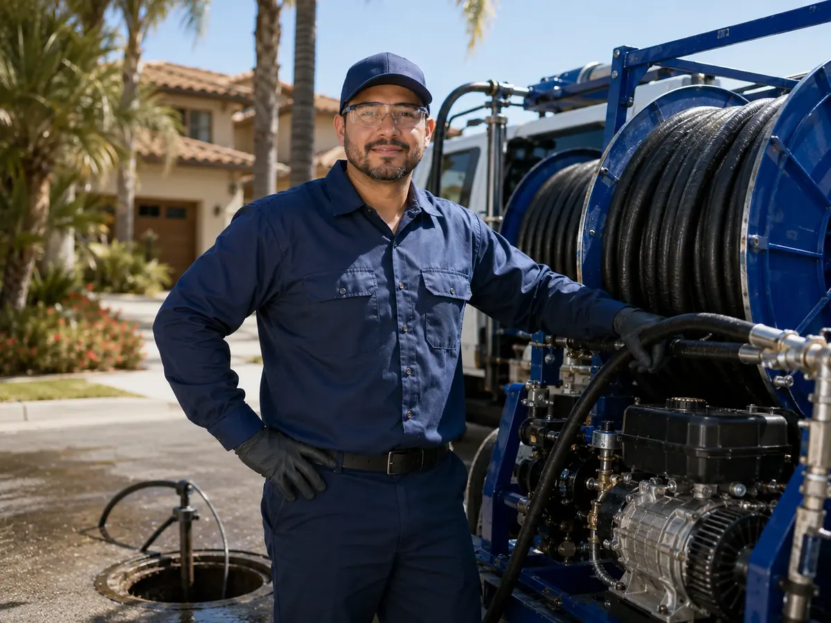 Hydro jet sewer cleaning in La Habra